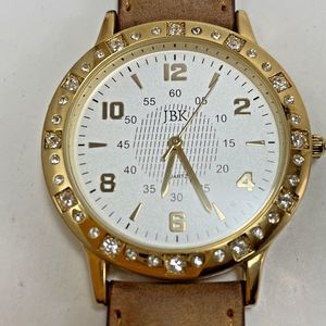 Ladies JBK Camrose and Kross Seiko Japan Gold Brown Band Quartz Watch New